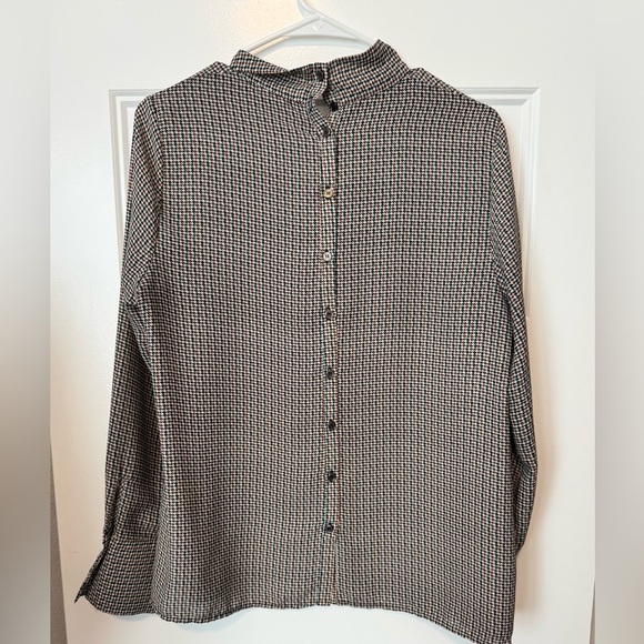 Pleione Houndstooth Tie-collar Blouse 
Size Medium - Picture 3 of 9